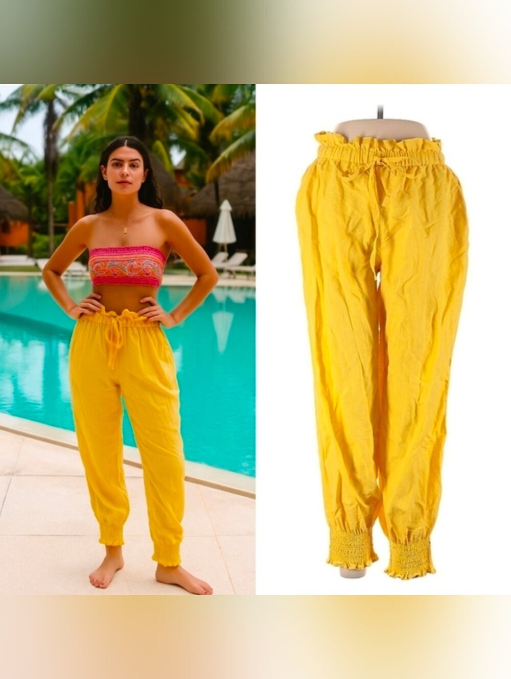Coniglio Palm Beach Yellow Linen Joggers